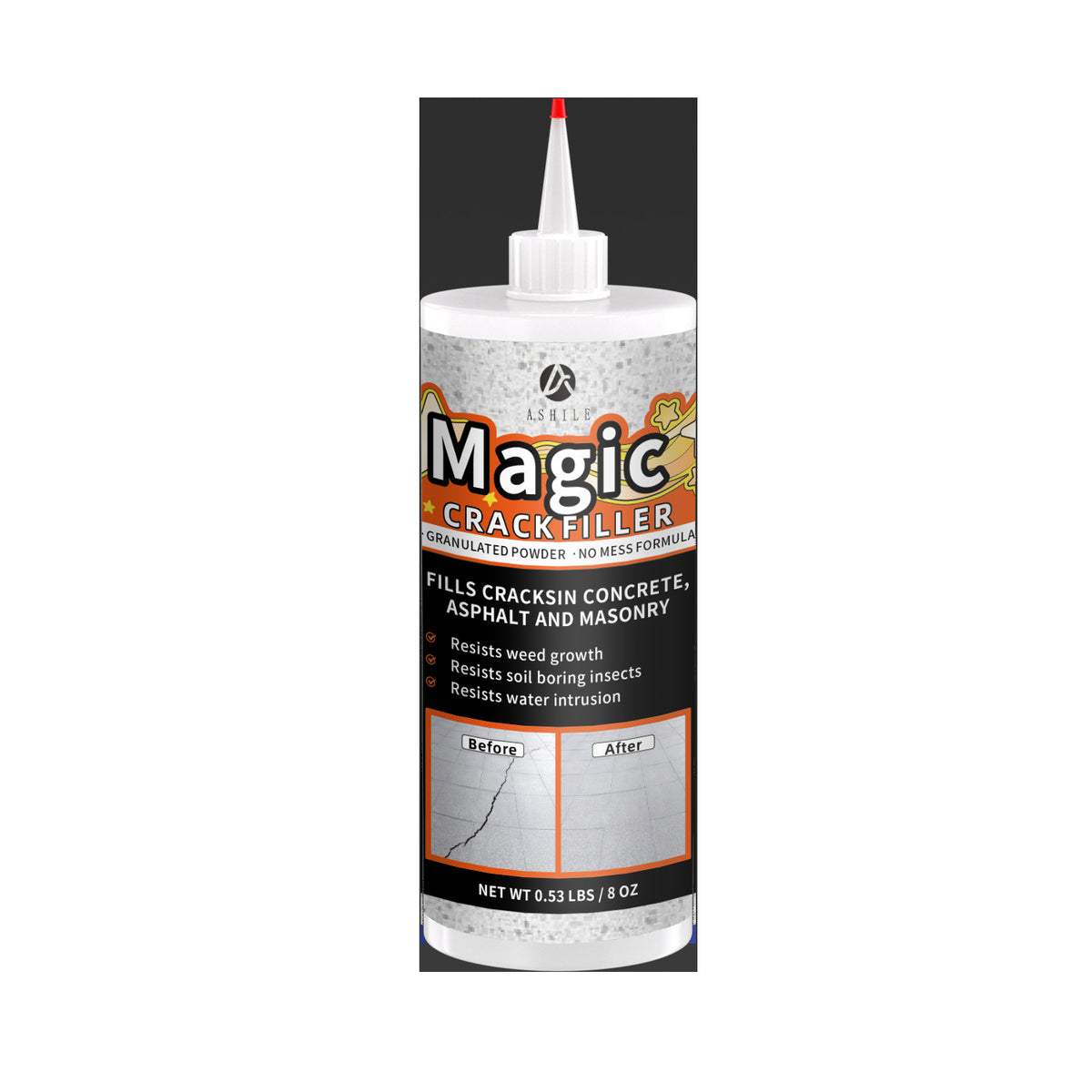 Concrete crack filler bottle