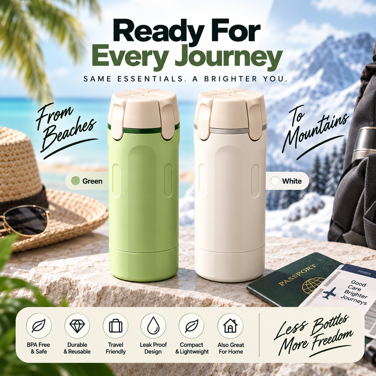 4-in-1 Leak-Resistant Travel Toiletry Dispenser