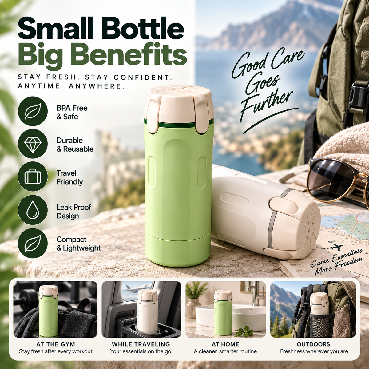 4-in-1 Leak-Resistant Travel Toiletry Dispenser