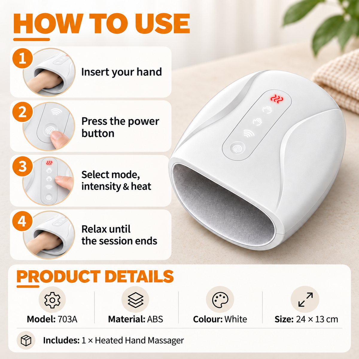 Heated Hand Massager with Air Compression