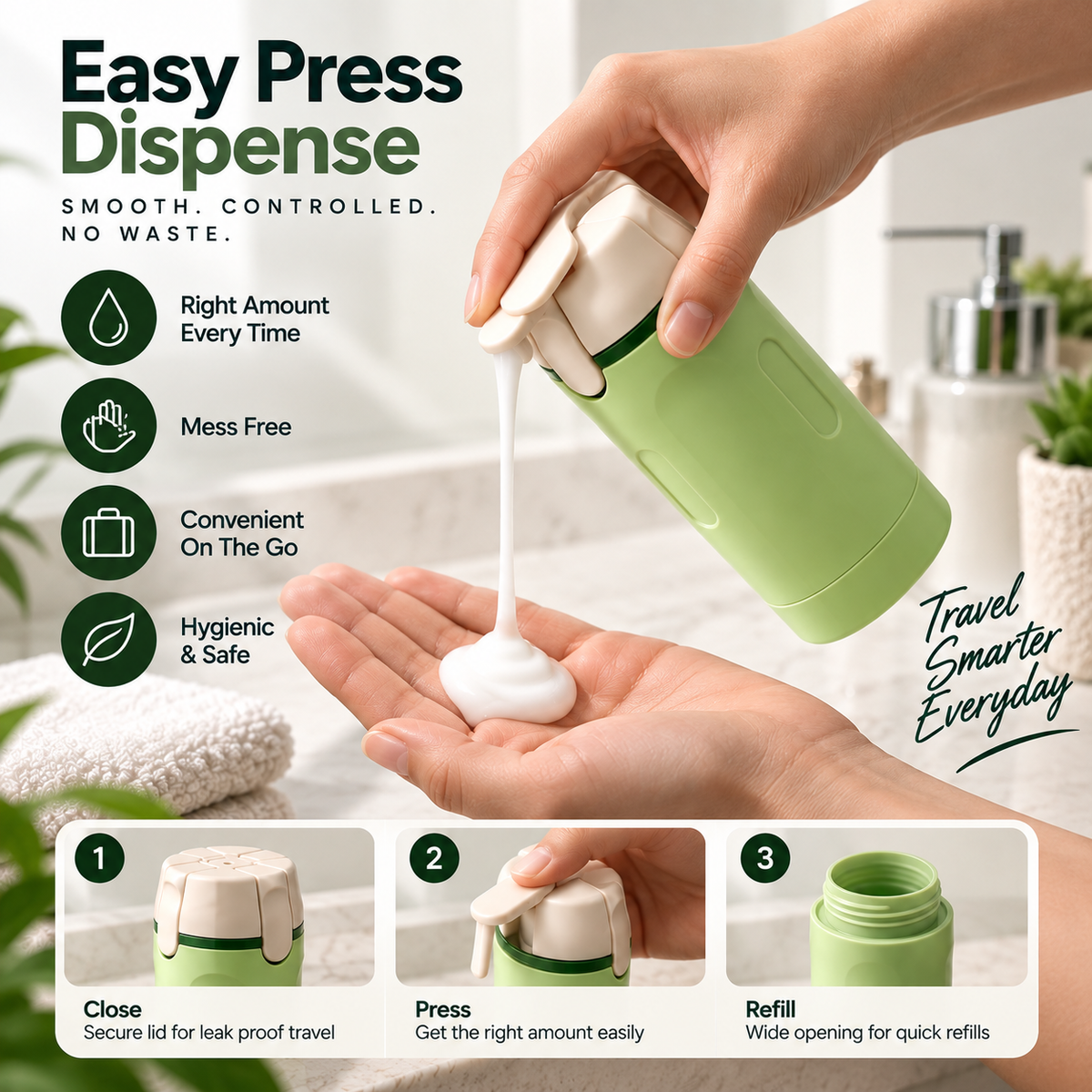 4-in-1 Leak-Resistant Travel Toiletry Dispenser