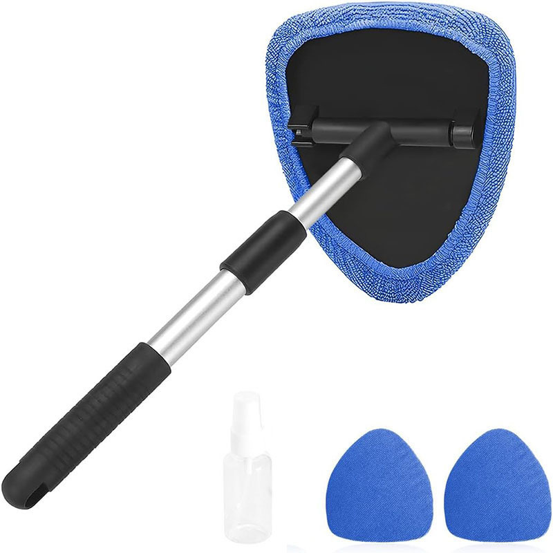 Car windshield cleaner brush and spray bottle