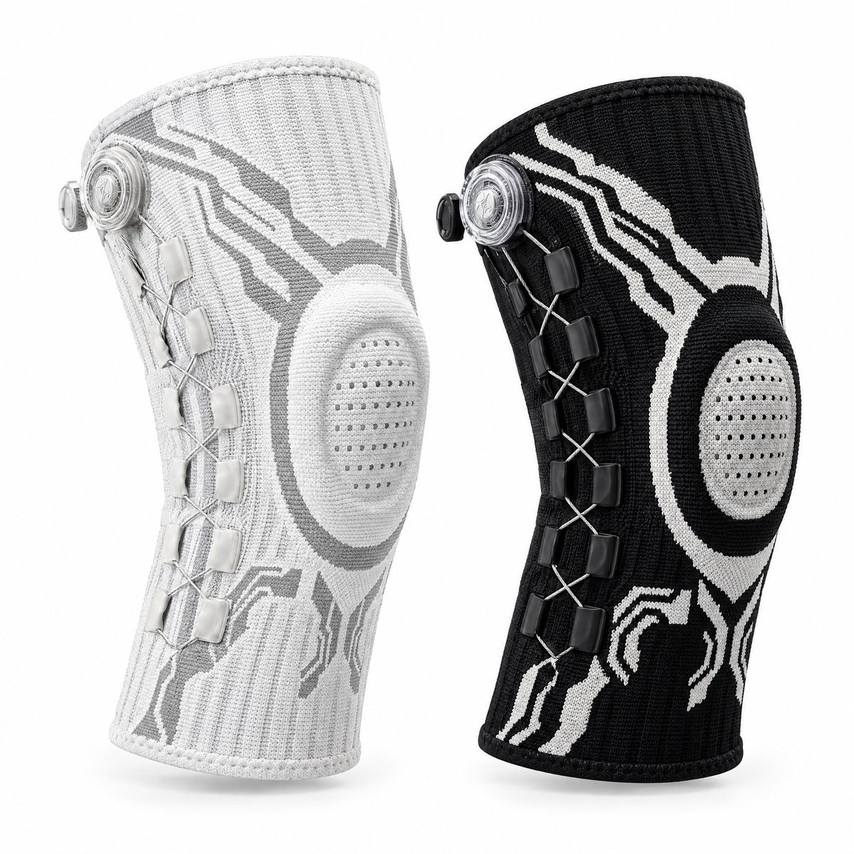 Dial knee sleeve pair in white and black
