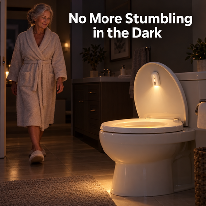 Motion activated toilet night light helps seniors at night